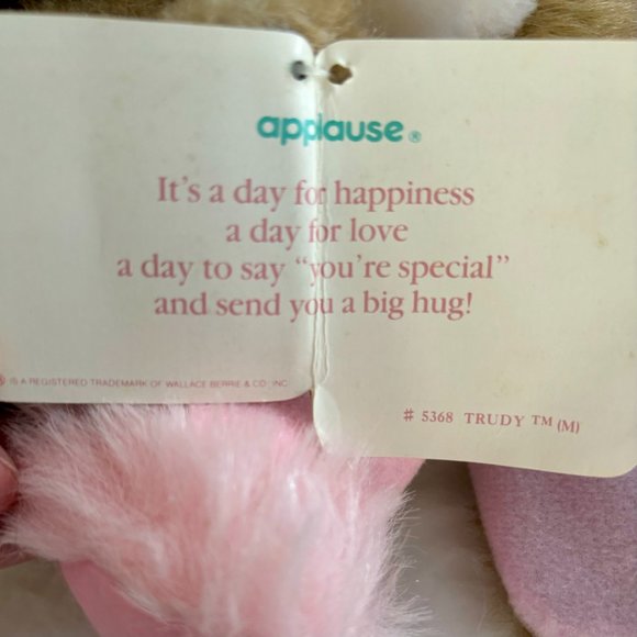 Vintage Hallmark White Crayola Easter Bunny Rabbit Plush Pink Overalls & Hat   T - Picture 3 of 10